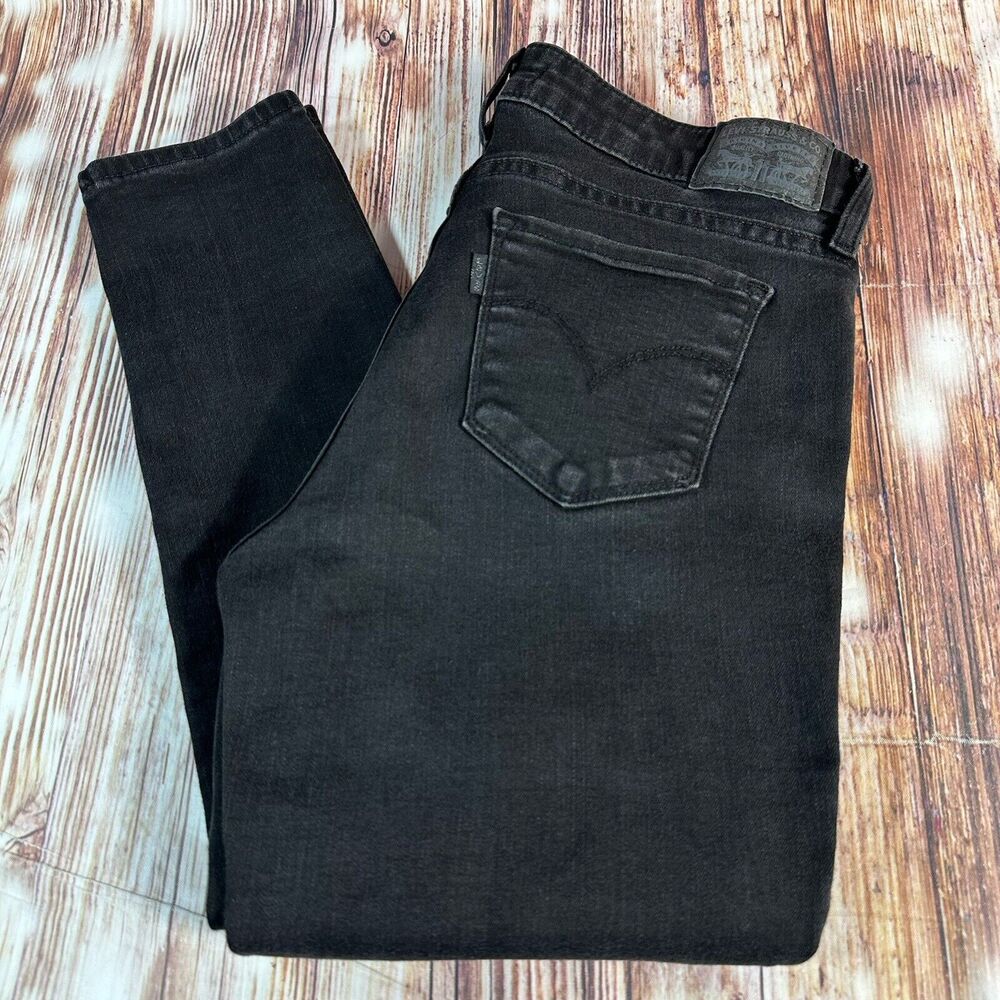 Levi's 711 SKINNY Womens Size 28 Black Mid Rise Jeans Denim Pants 29x28.5